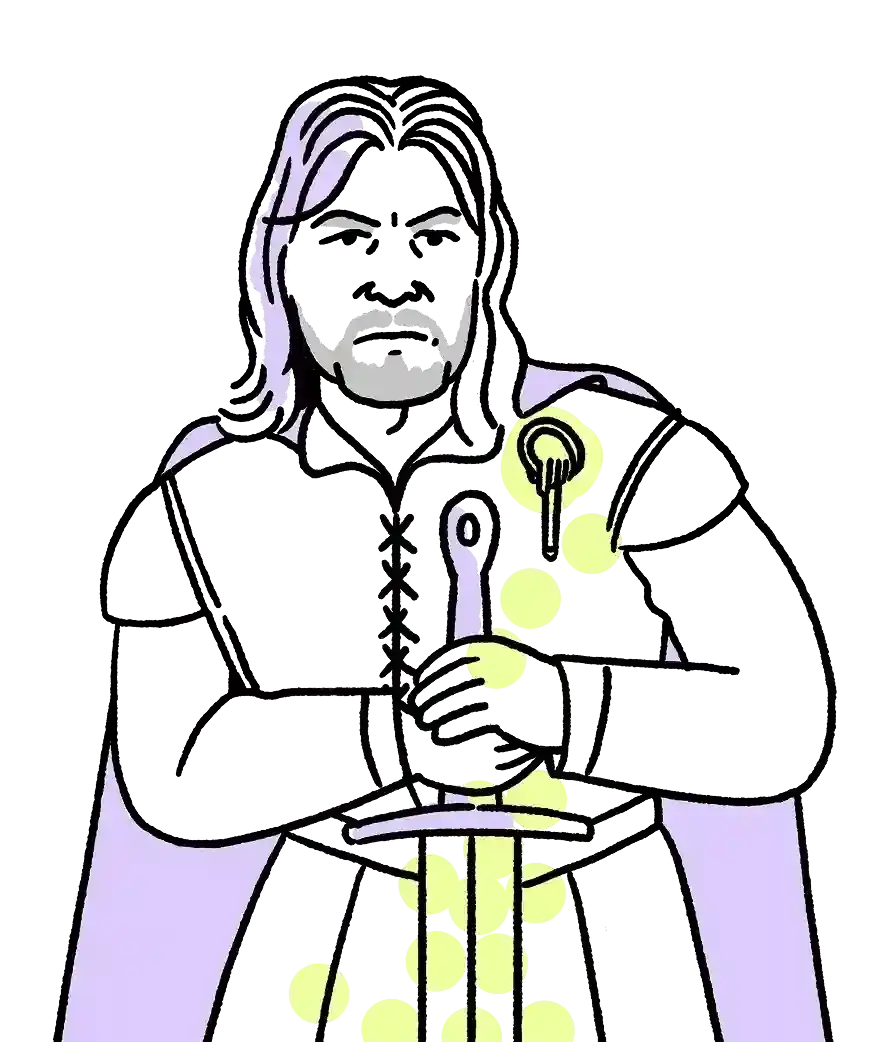Silhouette of a person opening a door with light and stars shining from behind it.