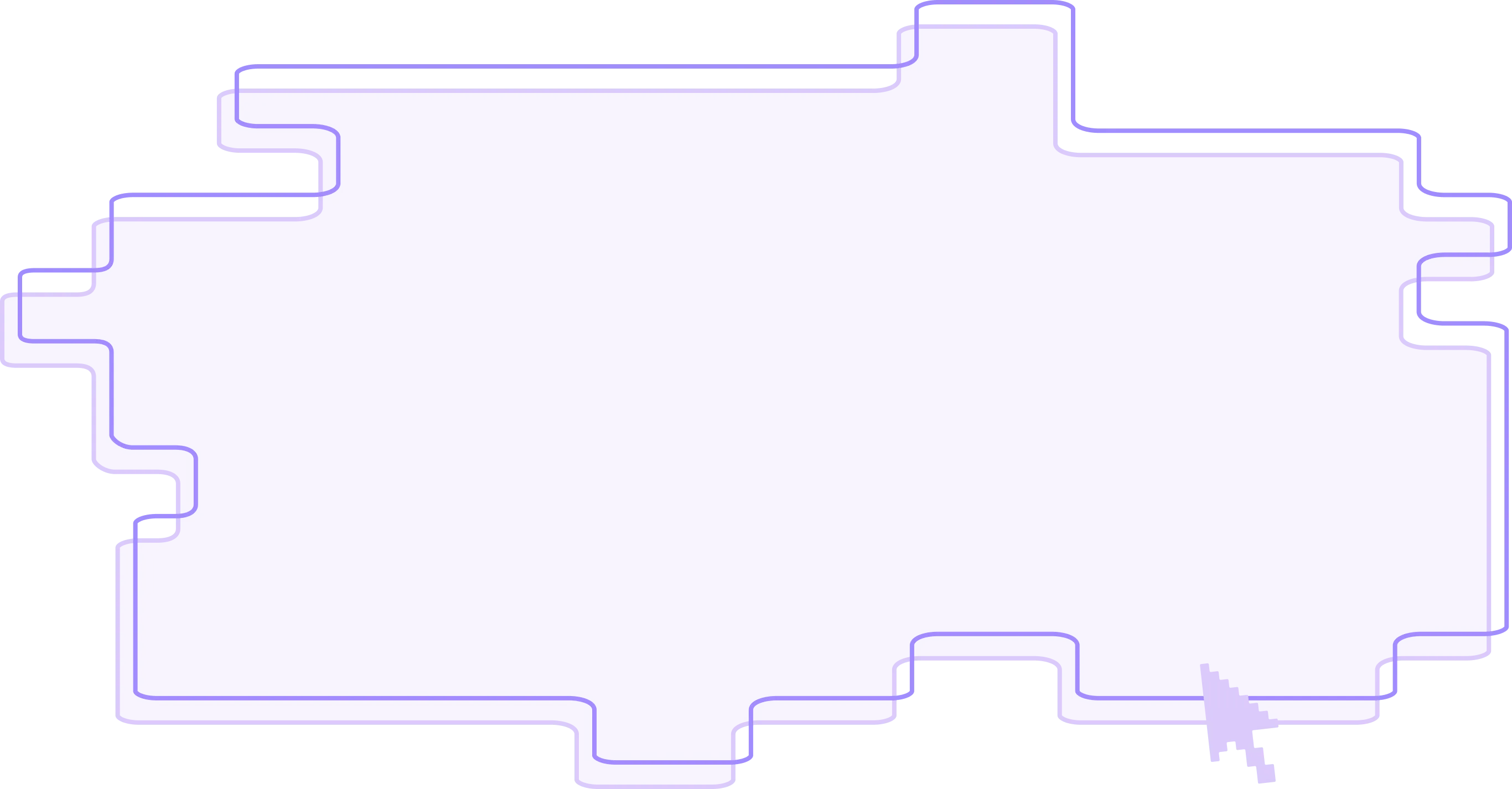 Abstract light purple irregular shape with thin outline on black background.