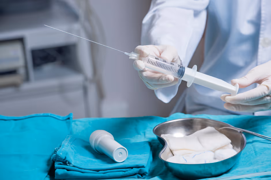 Gynecologist with a syringe for amniocentesis | NIPT by GenePlanet