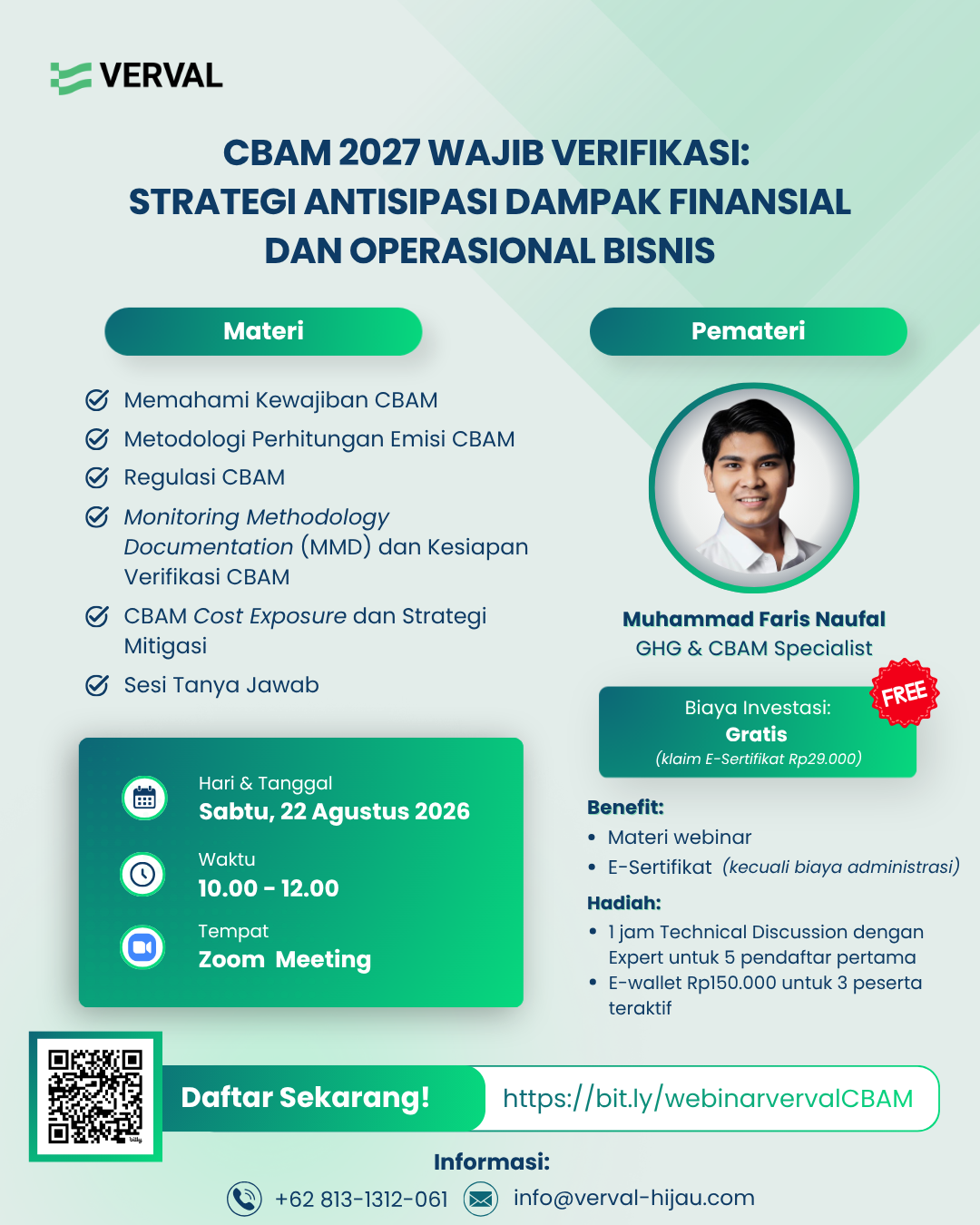 Poster Webinar CBAM Uni Eropa dari LVV PT. Verval Nusantara Hijau