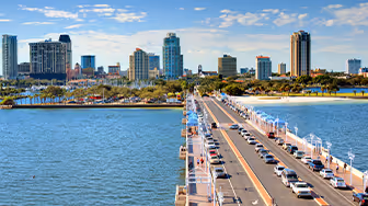 St. Petersburg as seen looking over bridge
