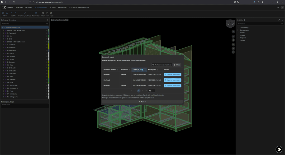 Exporter les programmes vers la CNC
