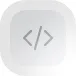 Rounded square button with a code symbol including a forward slash and angle brackets.
