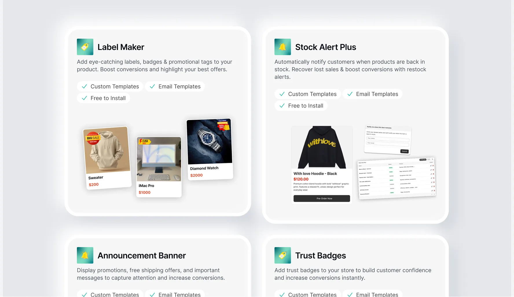 Shopify app descriptions