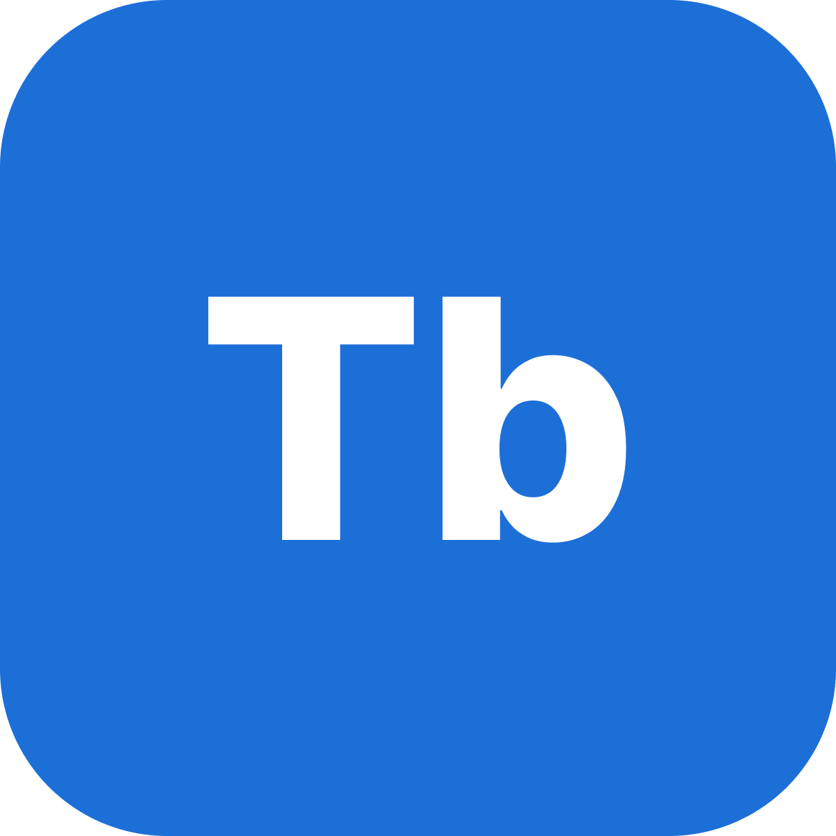 Teal square icon with rounded corners featuring white letters 'Tb' in the center.