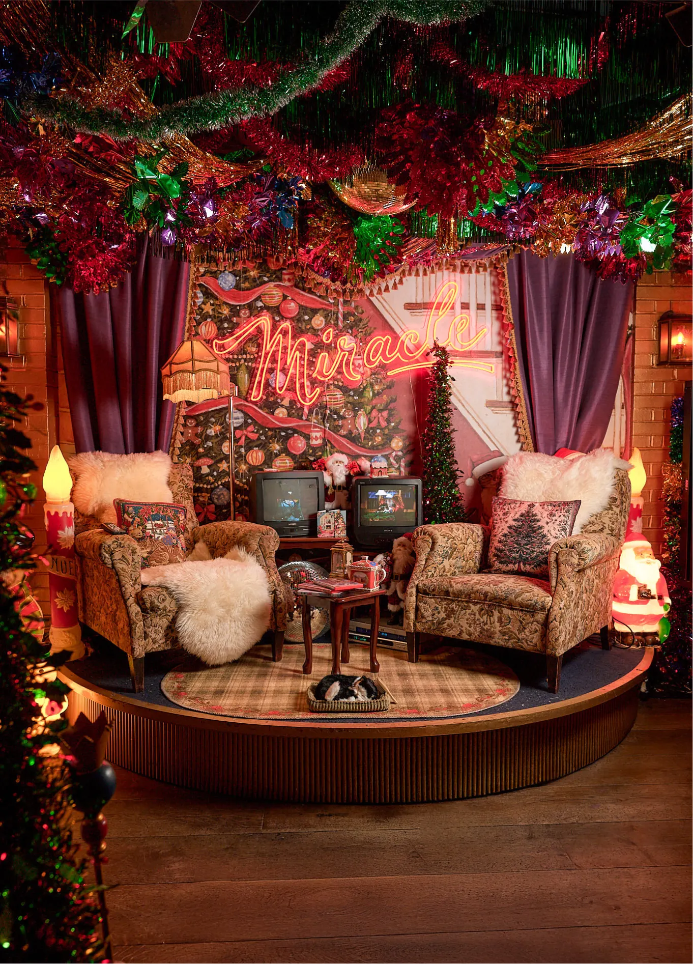 Miracle Christmas pop-up bar interior with festive decor, London