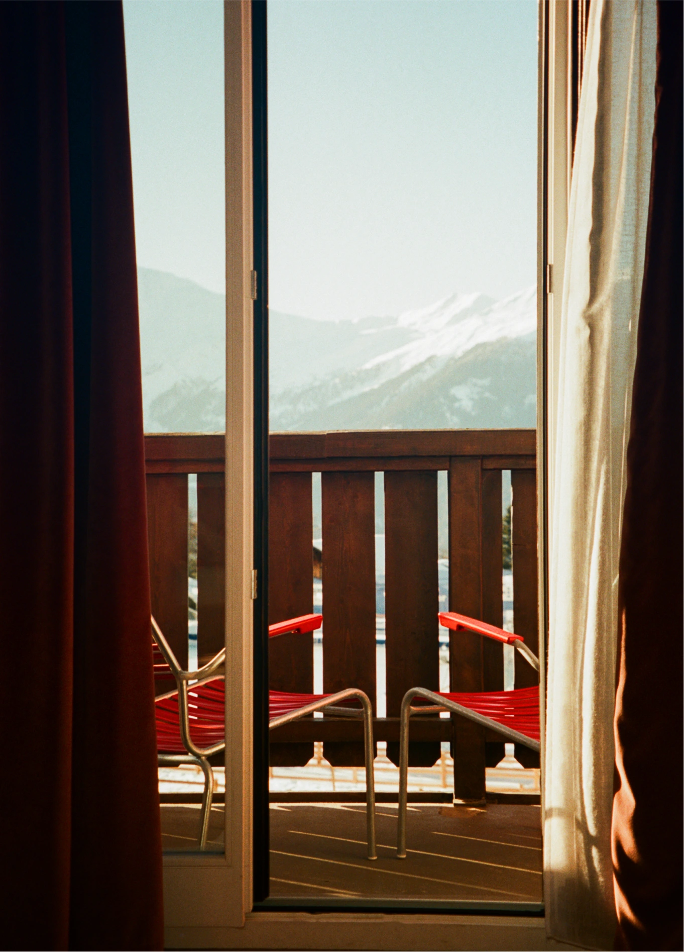 Mountain view from balcony at Experimental Chalet, Verbier, Swiss Alps