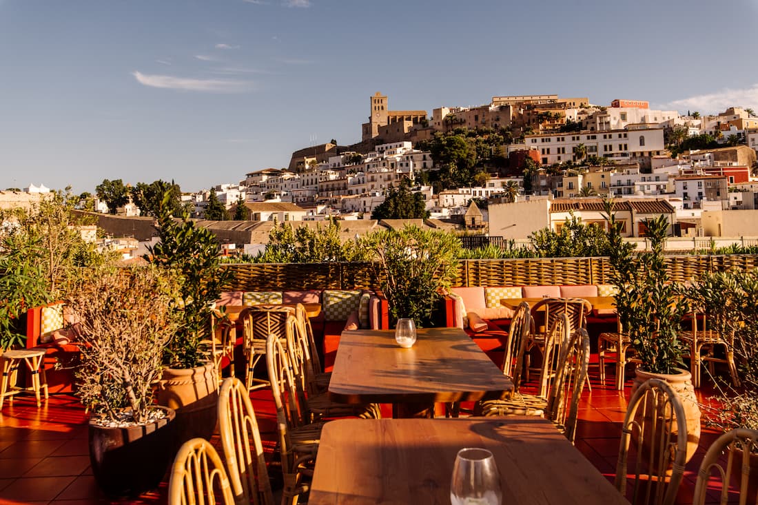 Magnificent view of Dalt Vila from the rooftop of the montesol hotel.