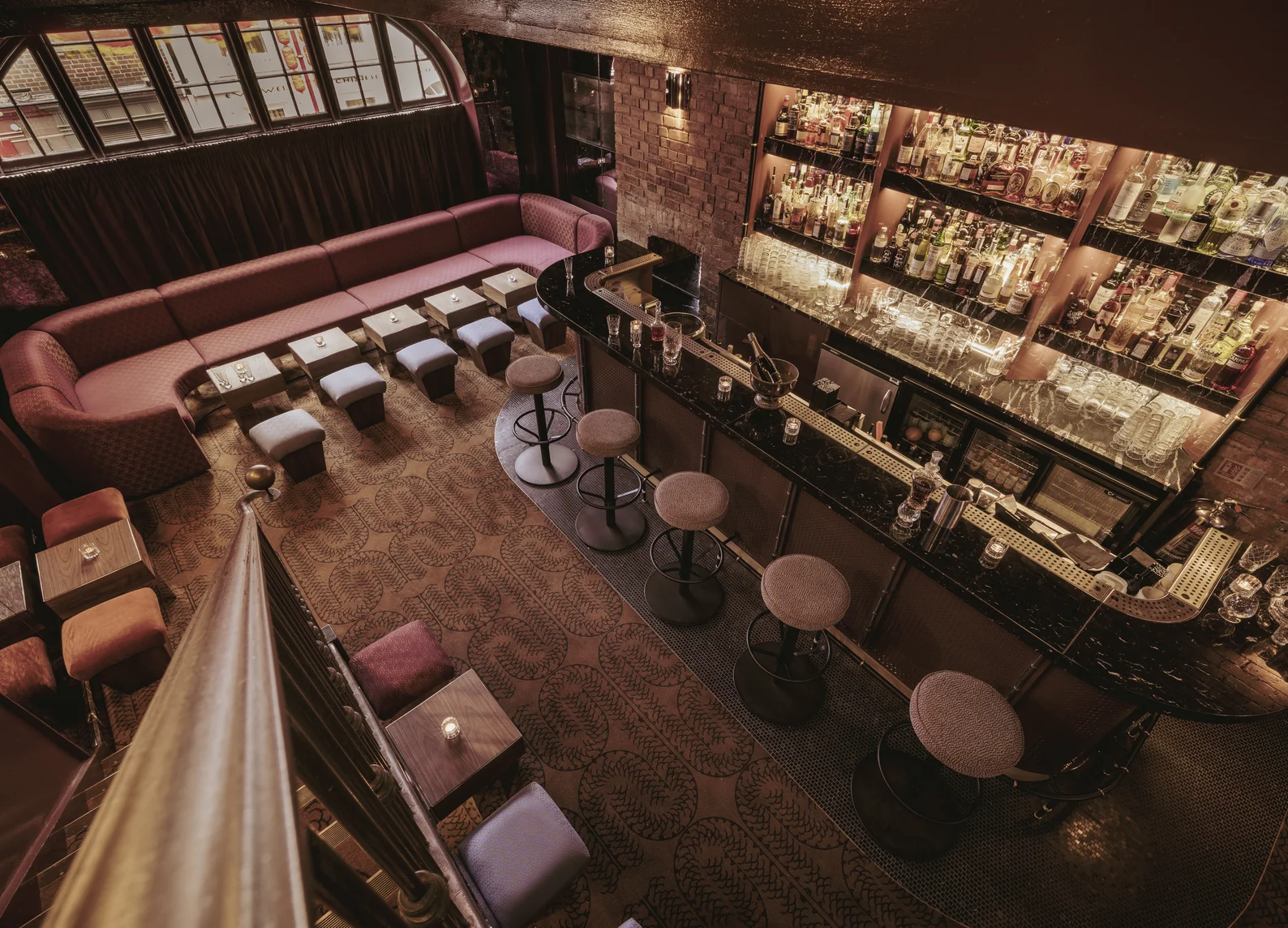 Top-down view of the sophisticated Experimental Group bar area