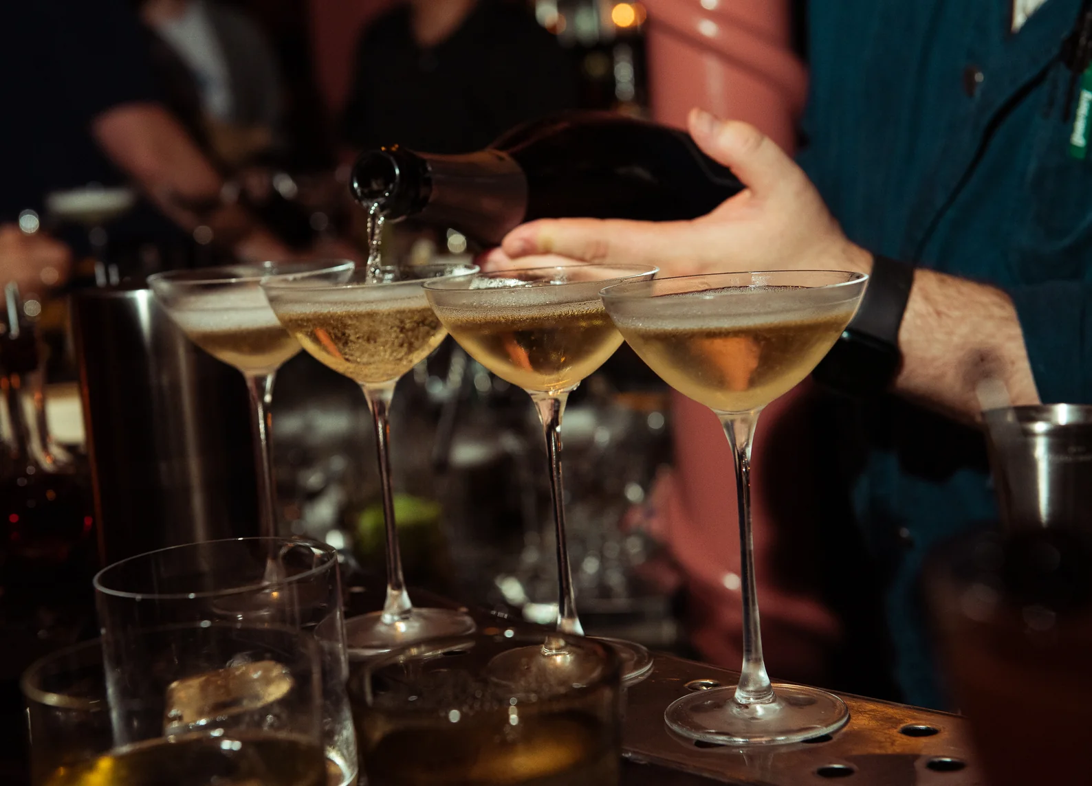 Signature cocktail service at the Experimental Group bar counter
