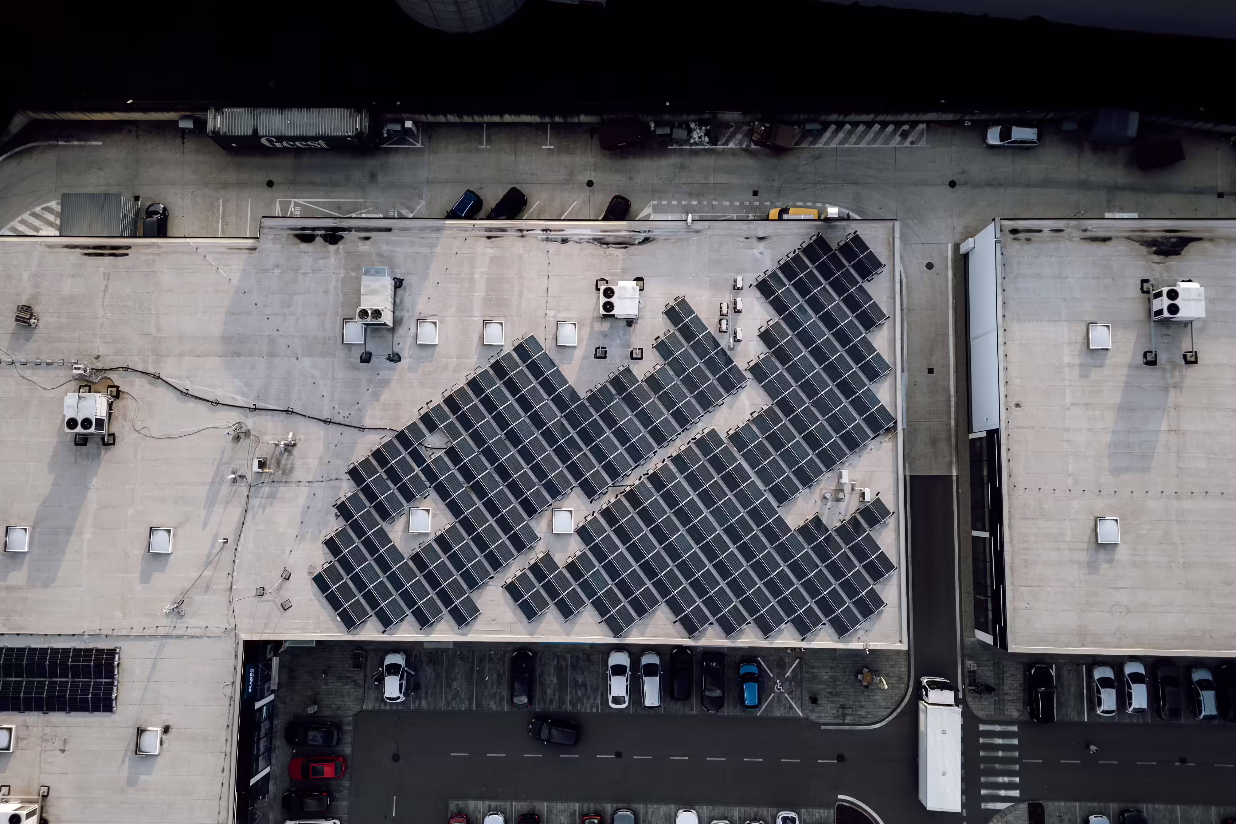 Solar panel array on roof by Enstra