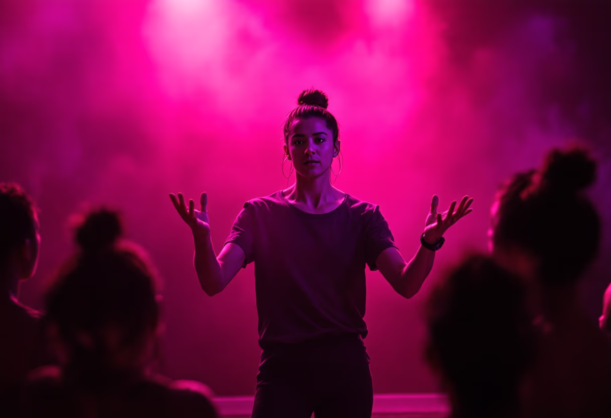 image of dance instructor teaching a class