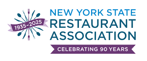 Logo of New York State Restaurant Association celebrating 90 years from 1935 to 2025.