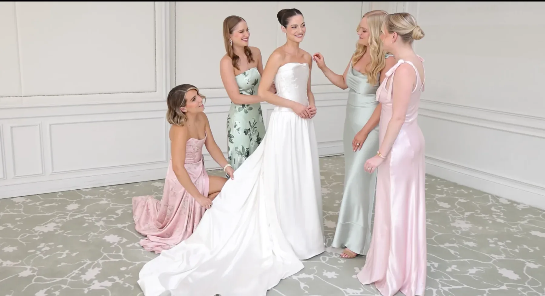 Bride with bridesmaids during preparations at Four Seasons Cap Ferrat