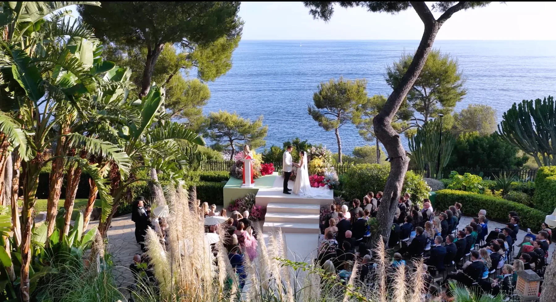 Outdoor wedding ceremony overlooking the Mediterranean at Four Seasons Cap Ferrat