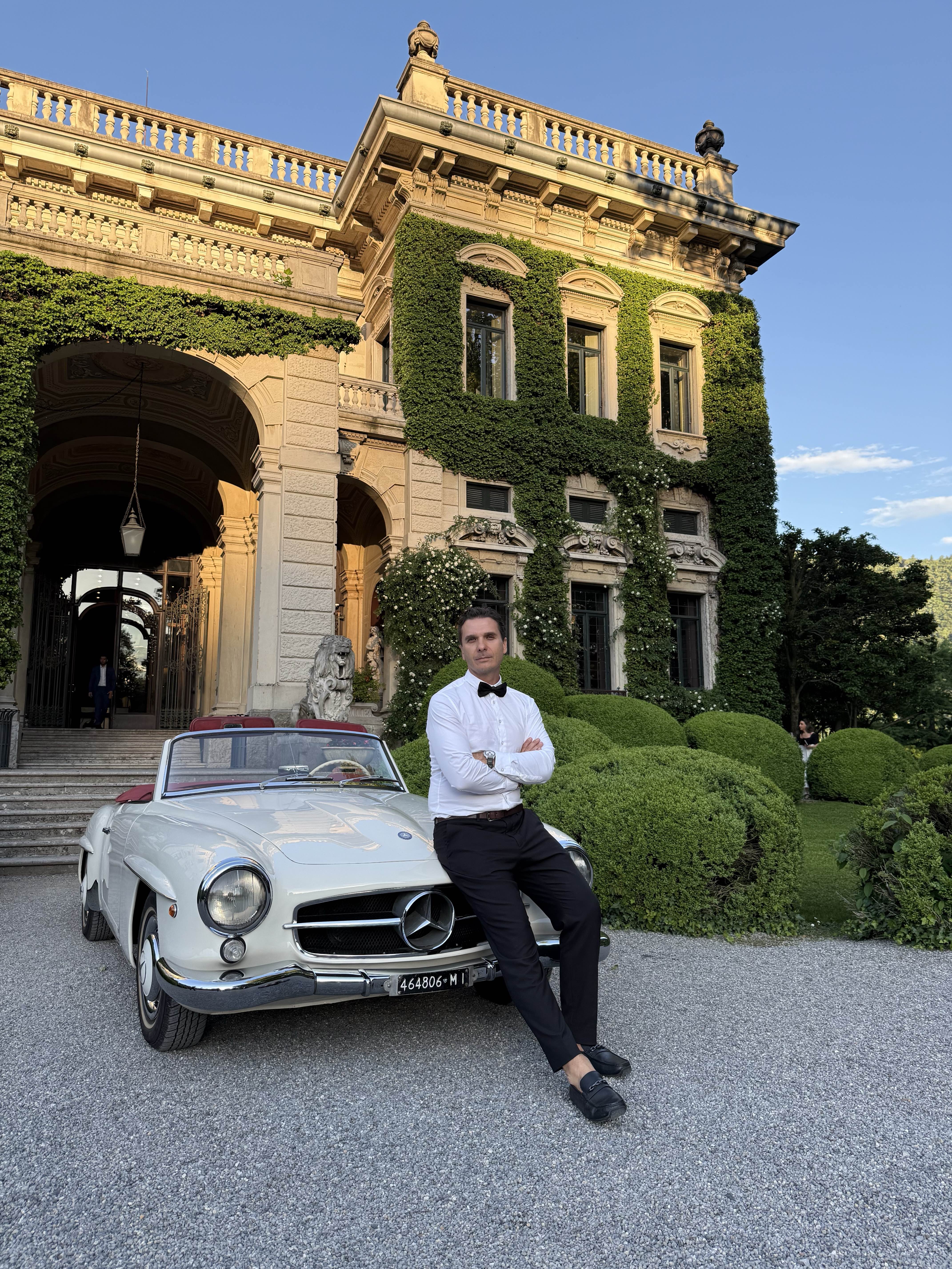 Bride and groom portrait at a Lake Como wedding filmed by Denee Motion