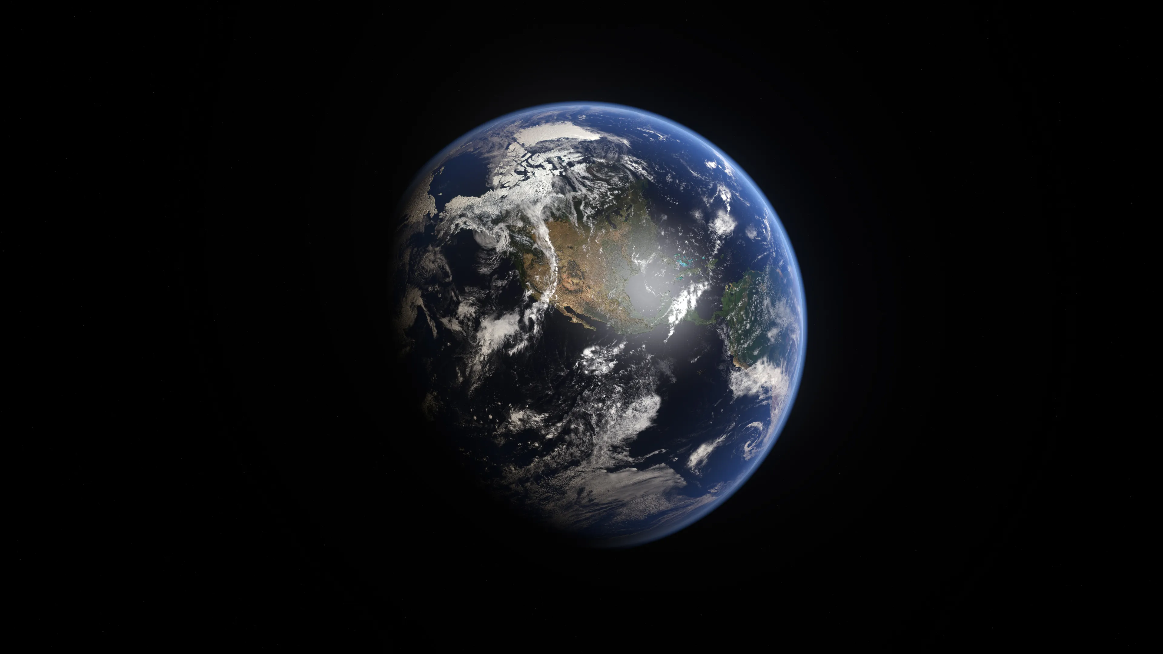 Vista della Terra dallo spazio su sfondo nero, simbolo di pianeta, ambiente, tecnologia globale, connessioni internazionali e innovazione.