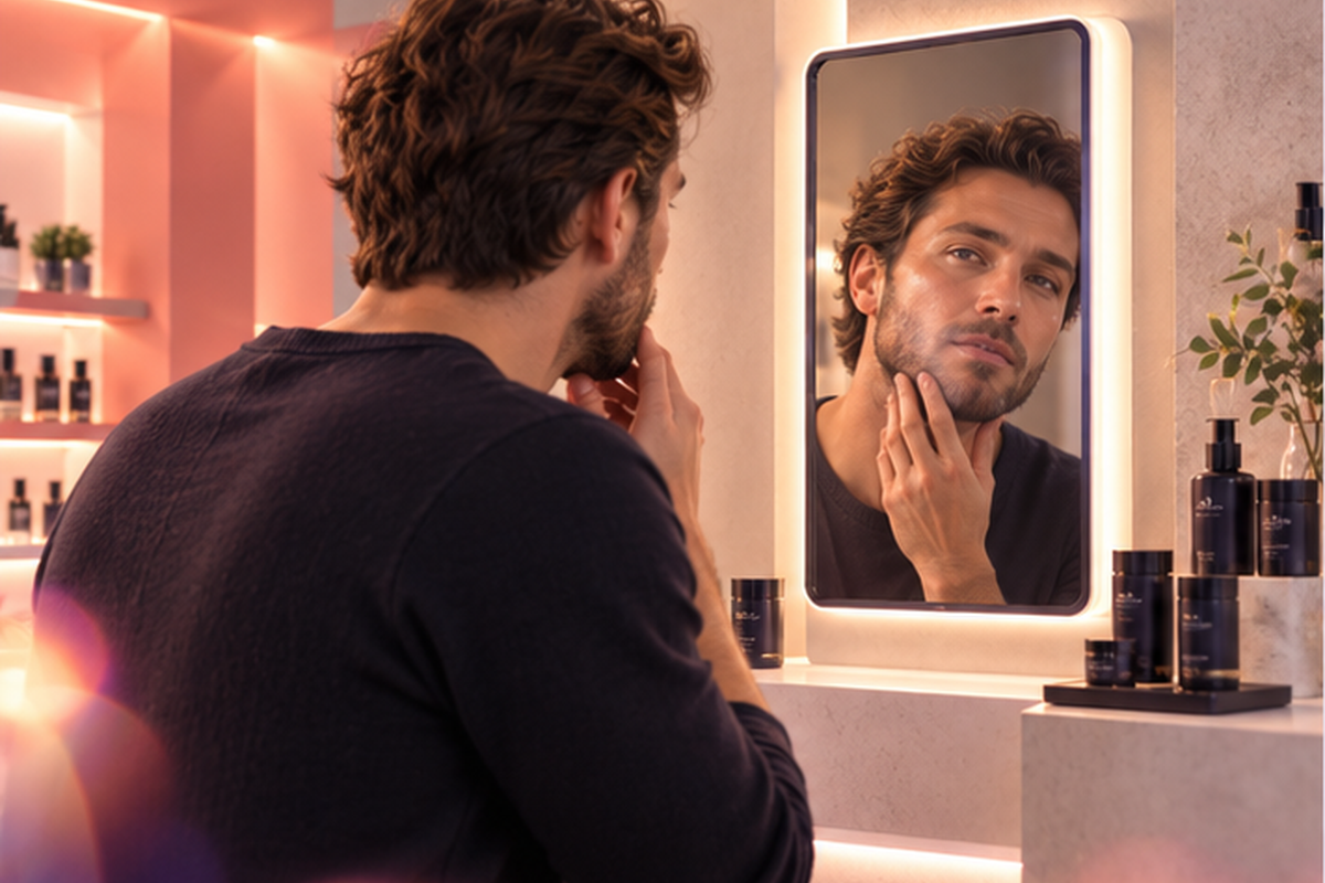 ARview mirror at an unbranded mono-brand beauty counter