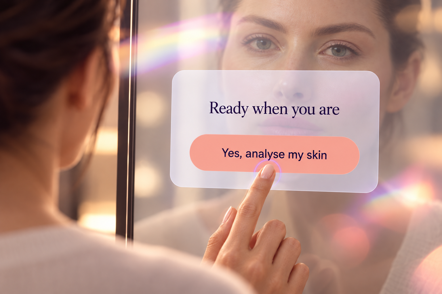 Customer explicitly consenting to skin analysis on an ARview mirror