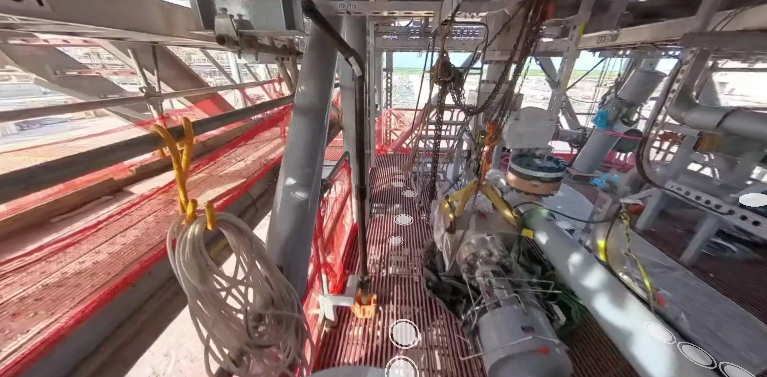 Offshore construction site showing structural components and equipment used during Project Vito.