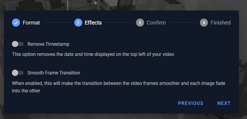 Evercam Time-lapse Creator displaying date range selectors and schedule settings for video creation.