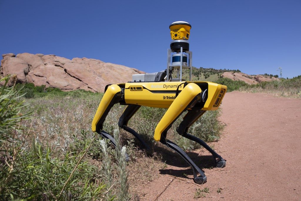 Quadruped robotic system equipped with sensors operating in an outdoor industrial setting