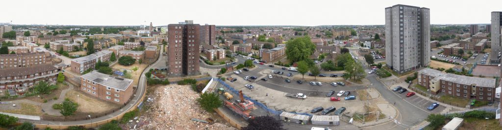 Panorama of the Gascoigne Estate before works began by Levitt Bernstein