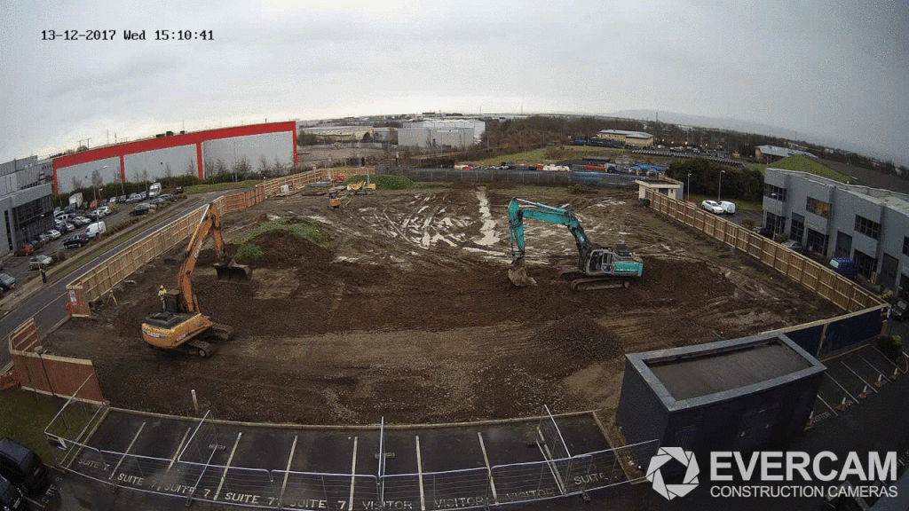 camera view of Plaza 211 Blanchardstown construction site