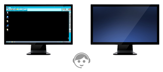 On the left hand monitor we see the Tunstall operator�s screen in its idle state � waiting for a call.