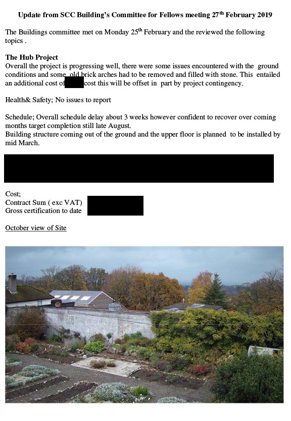 St. Columbas construction progress report