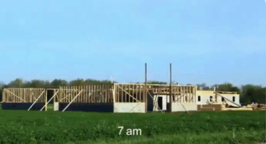 timelapse gif of building an entire barn in one day