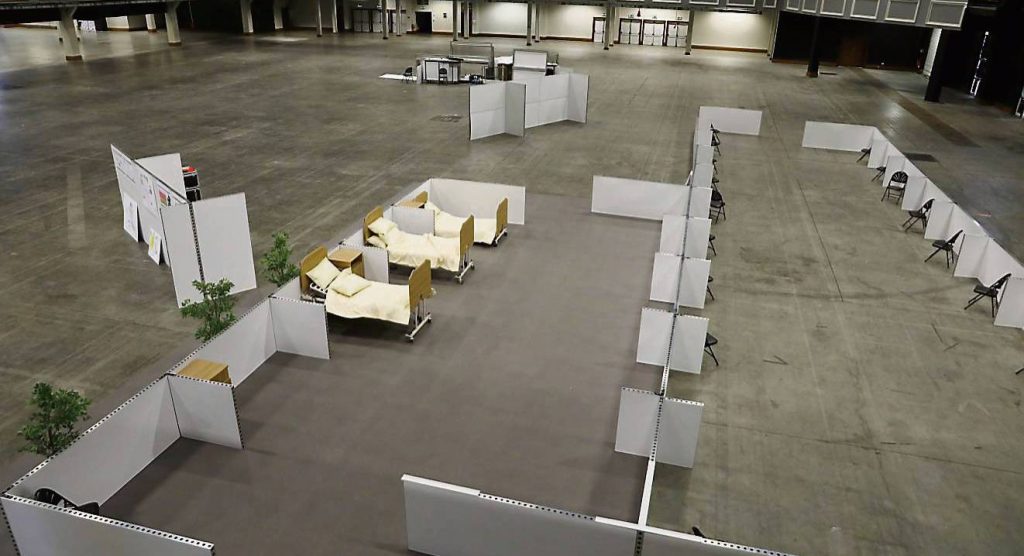 This image show the proposed layout out of hospital beds in HSE isolation facility. 