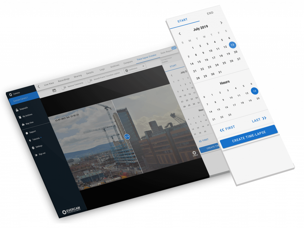 a concept of the evercam dashboard