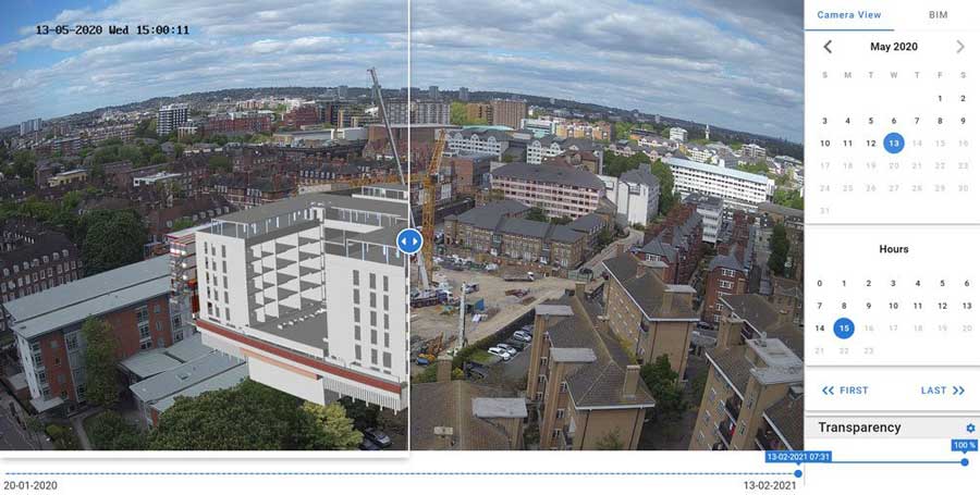BIM Compare tool on past project. Source Evercam�Time lapse cameras