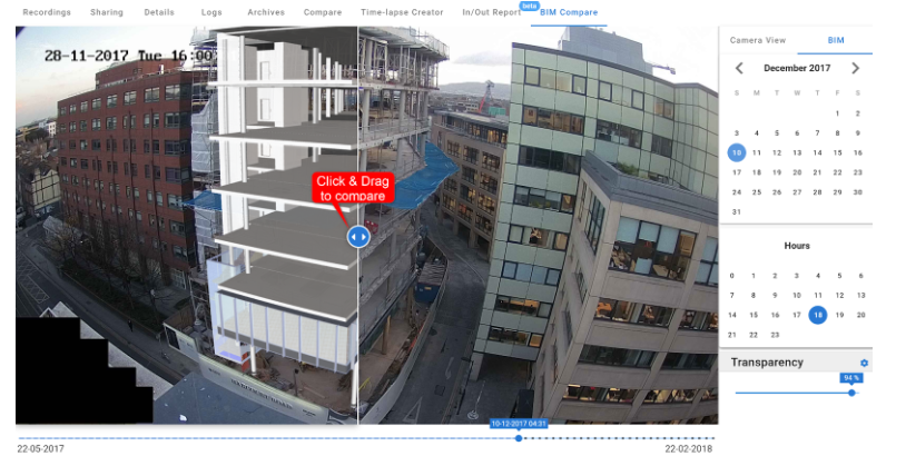 BIM Compare in Evercam - a great site logistics