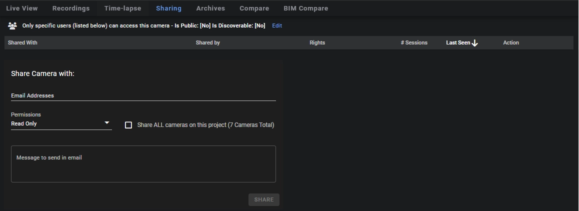 Evercam secure sharing 