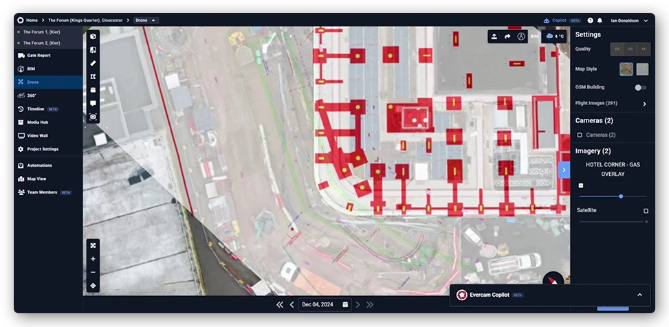 View of The Forum with gas overlay