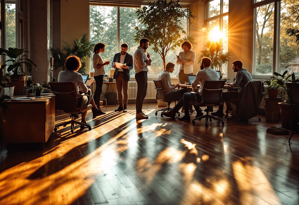 [background image] image of a team brainstorming in an office (for a web development agency)