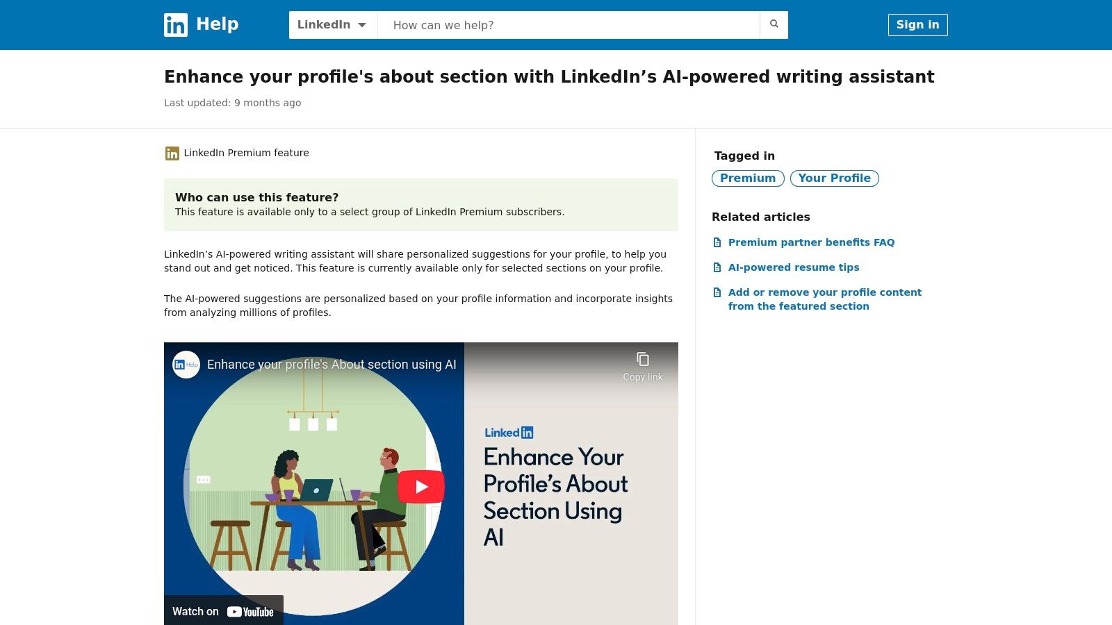 LinkedIn’s built‑in AI writing assistant (Premium)