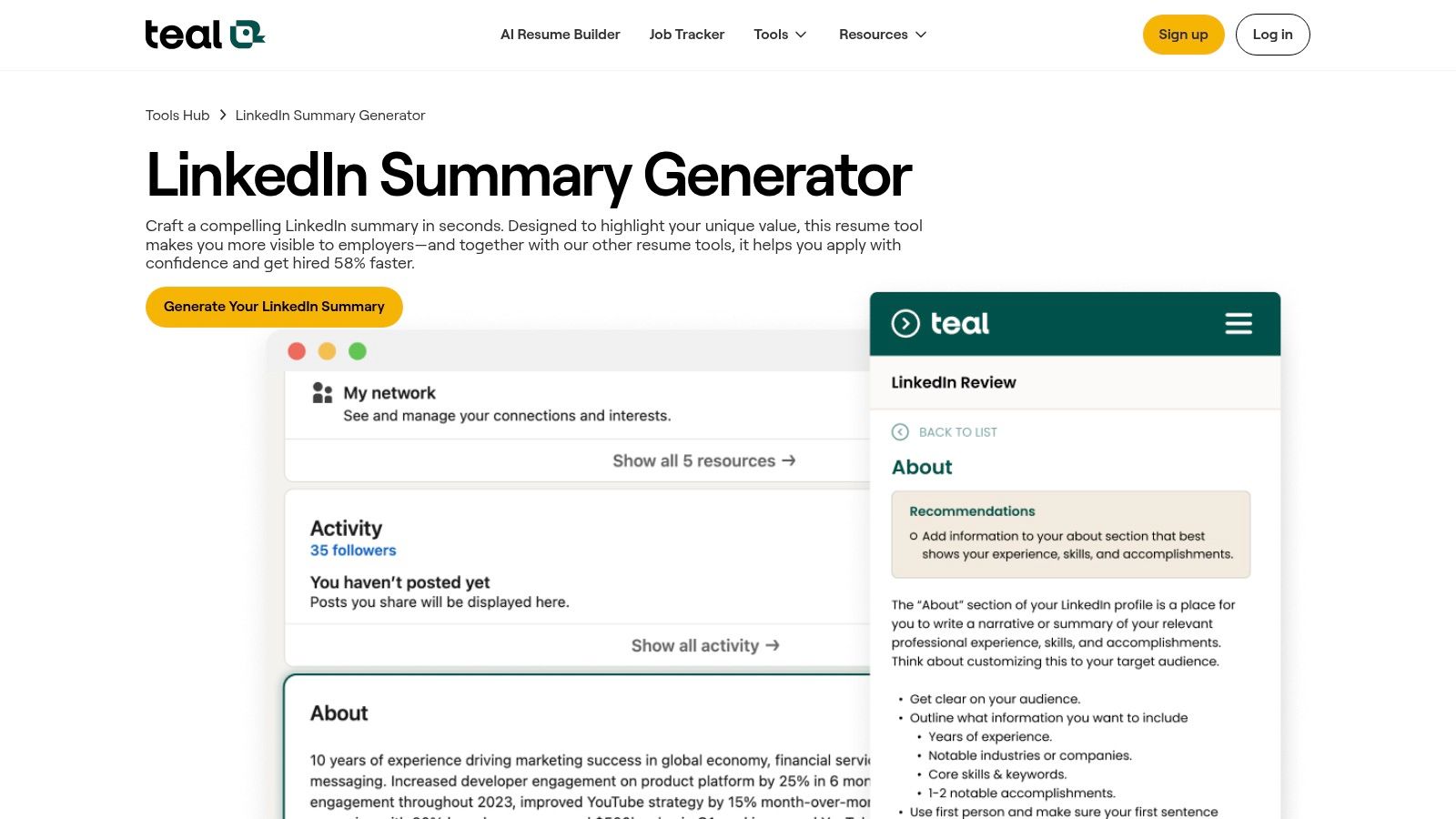 Teal – LinkedIn Summary Generator