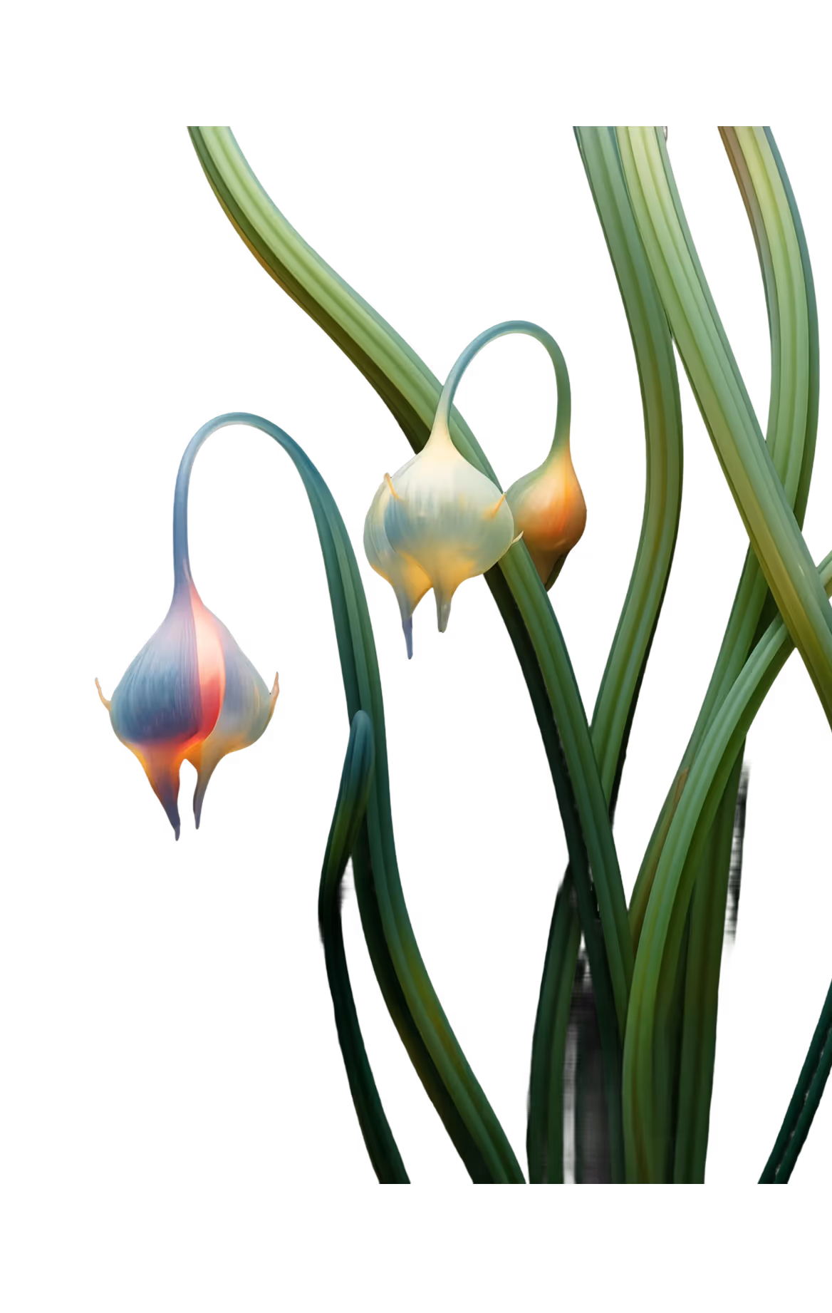 A close up of a flower on a black background.