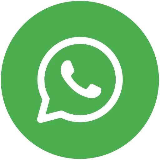 WhatsApp logo with white phone icon inside a speech bubble on a green circular background.