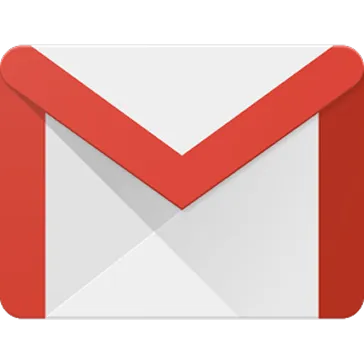 Gmail logo featuring a white envelope with a red-bordered flap.