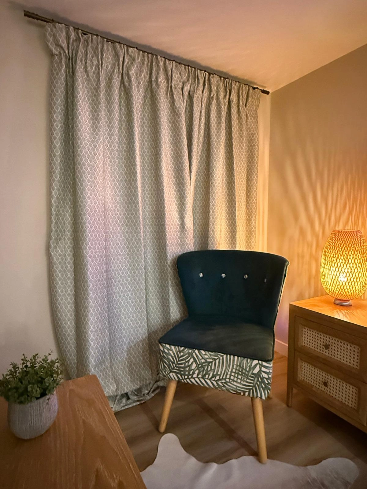 A man sitting in the room in old romantic cottage