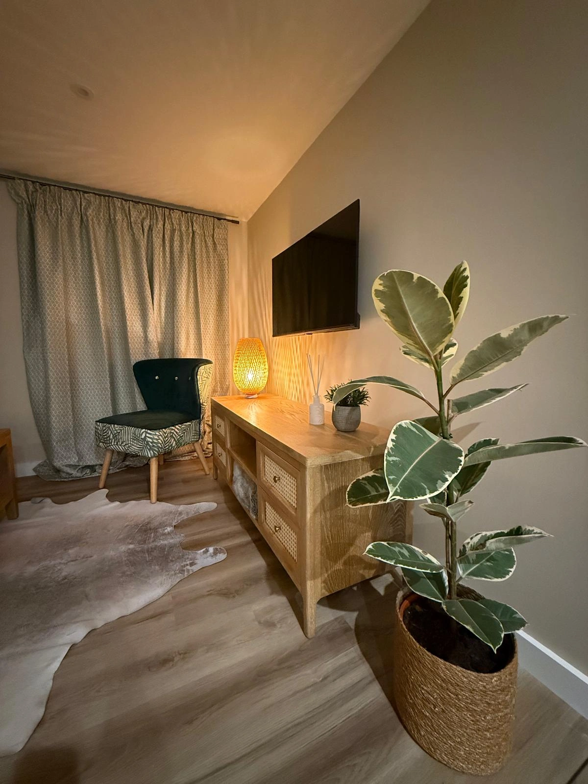 A man sitting in the room in old romantic cottage