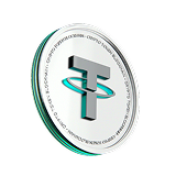 3D silver coin with turquoise Tether (USDT) logo and text indicating cryptocurrency.