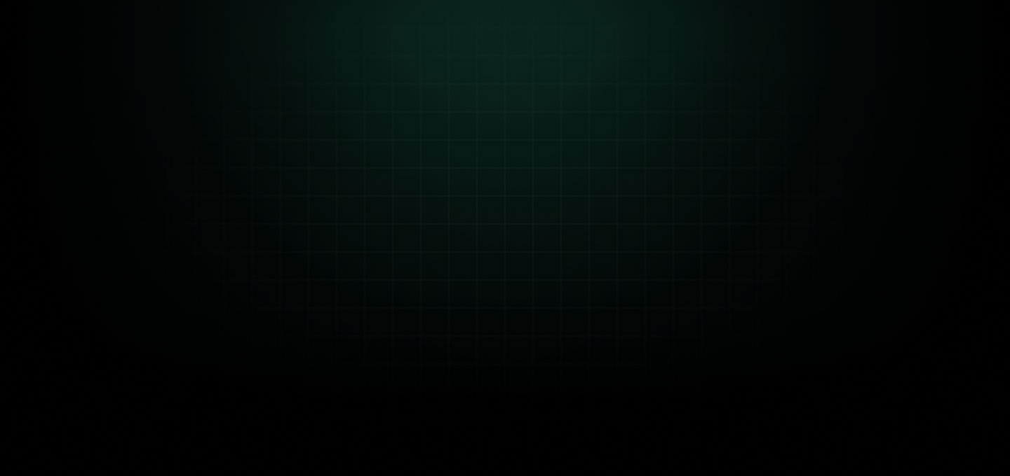 Dark black background with subtle green grid lines fading into black.