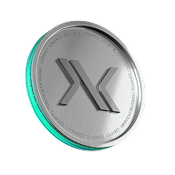 Silver DX Token cryptocurrency coin with raised DX logo on front and intricate edge detail.