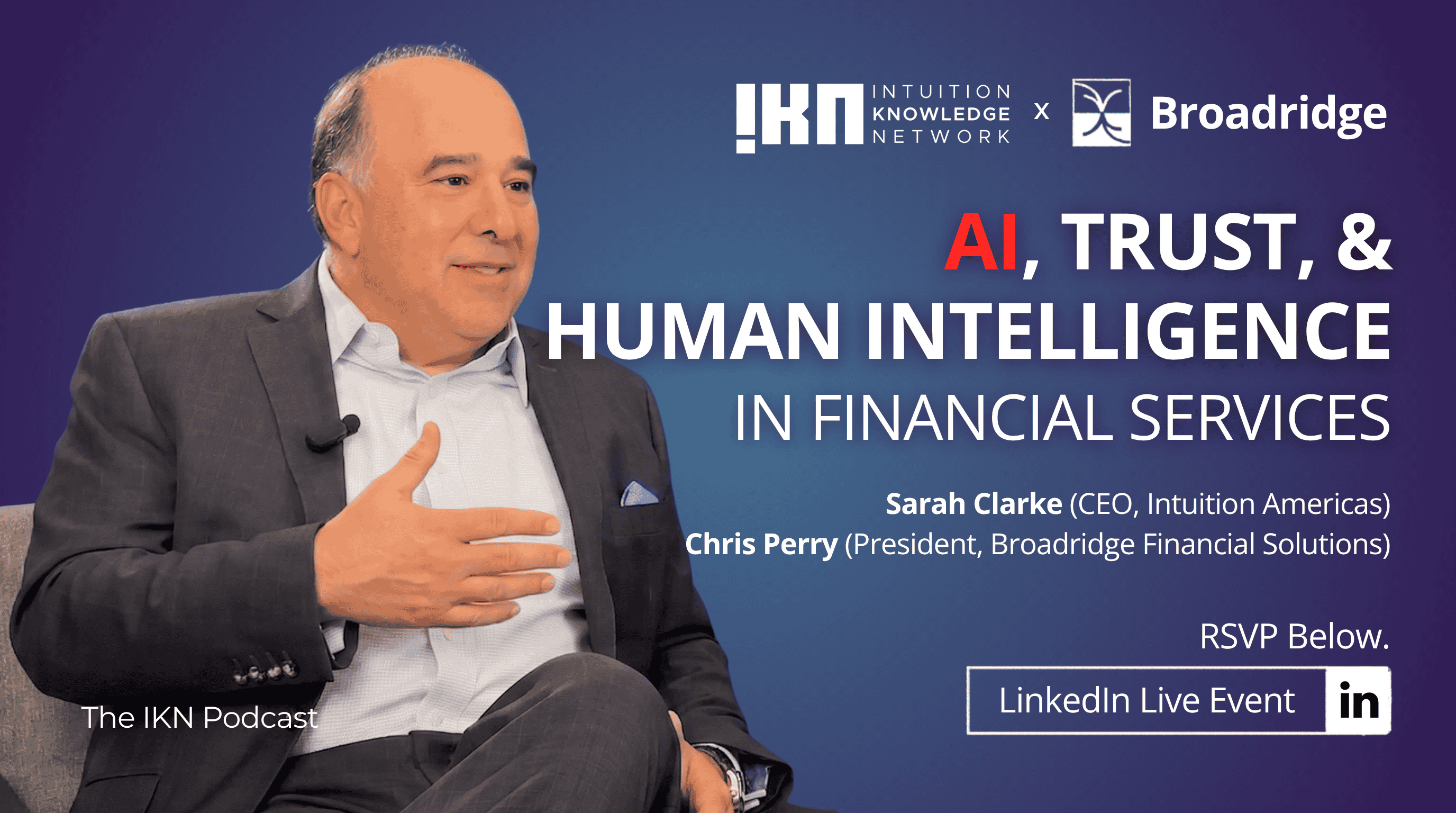 Episode art for the AHA! conversation with Chris Perry, President of Broadridge Financial Solutions