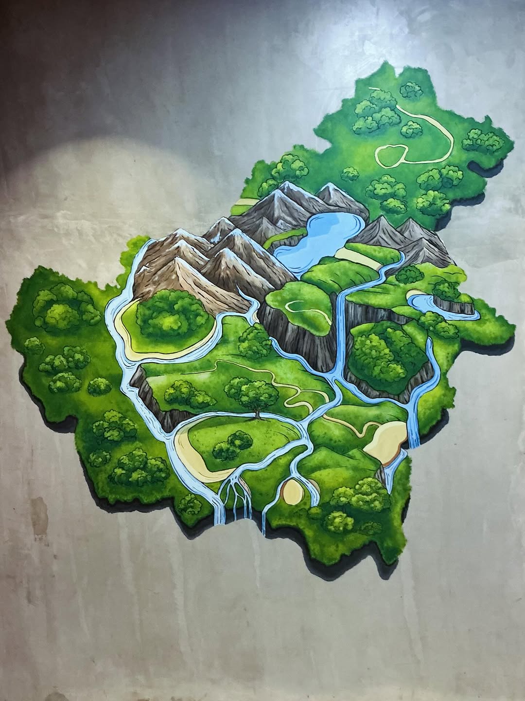 Lukisan Pulau Kalimantan dengan konsep Negeri Dongeng